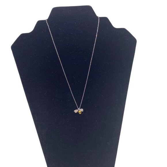 3D Bee Pendant Necklace Silver Tone Adjustable Chain Cupronickel Modern Design - Picture 8 of 8